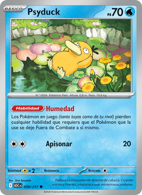 Carta Psyduck de la expansión Héroes Ascendentes, número 039/217