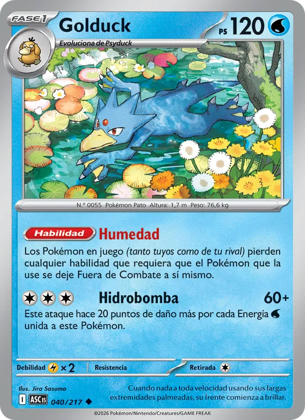 Carta Golduck de la expansión Héroes Ascendentes, número 040/217