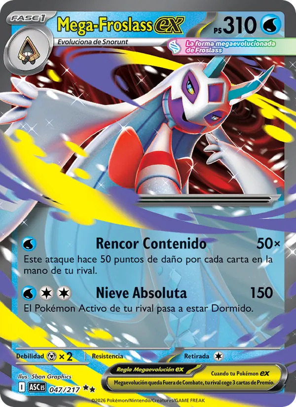 Carta Mega-Froslass ex de la expansión Héroes Ascendentes, número 047/217