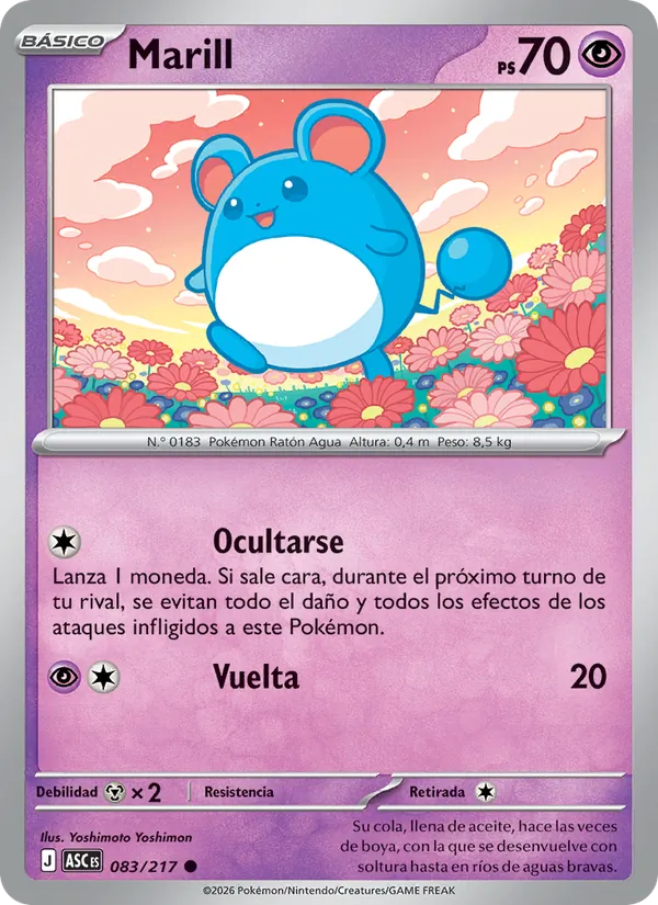 Carta Marill de la expansión Héroes Ascendentes, número 083/217