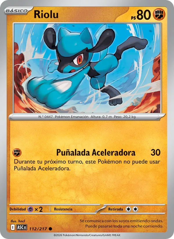 Carta Riolu de la expansión Héroes Ascendentes, número 112/217