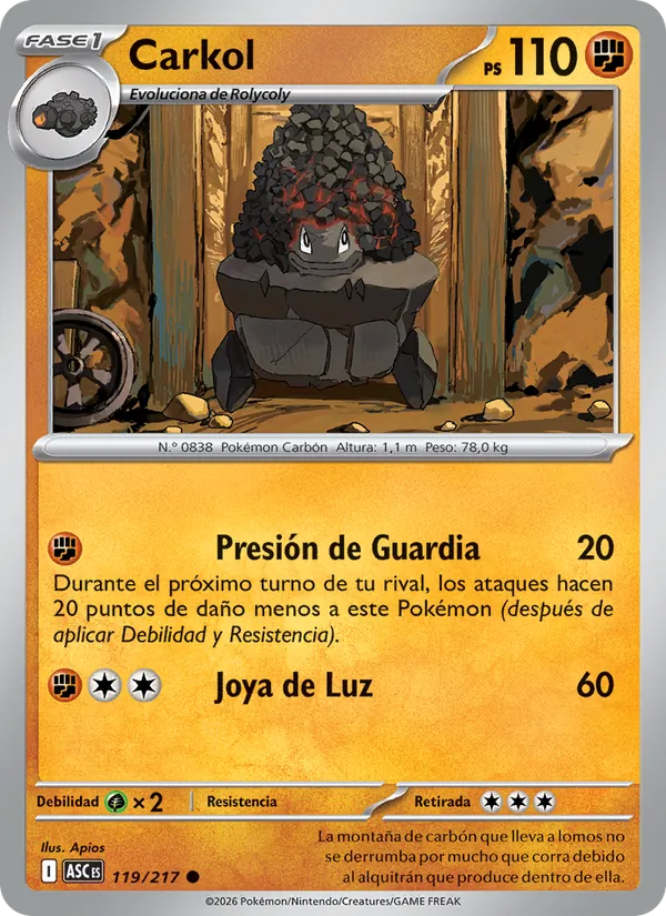 Carta Carkol de la expansión Héroes Ascendentes, número 119/217