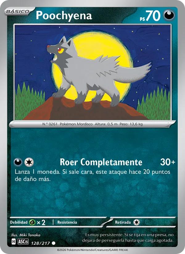Carta Poochyena de la expansión Héroes Ascendentes, número 128/217