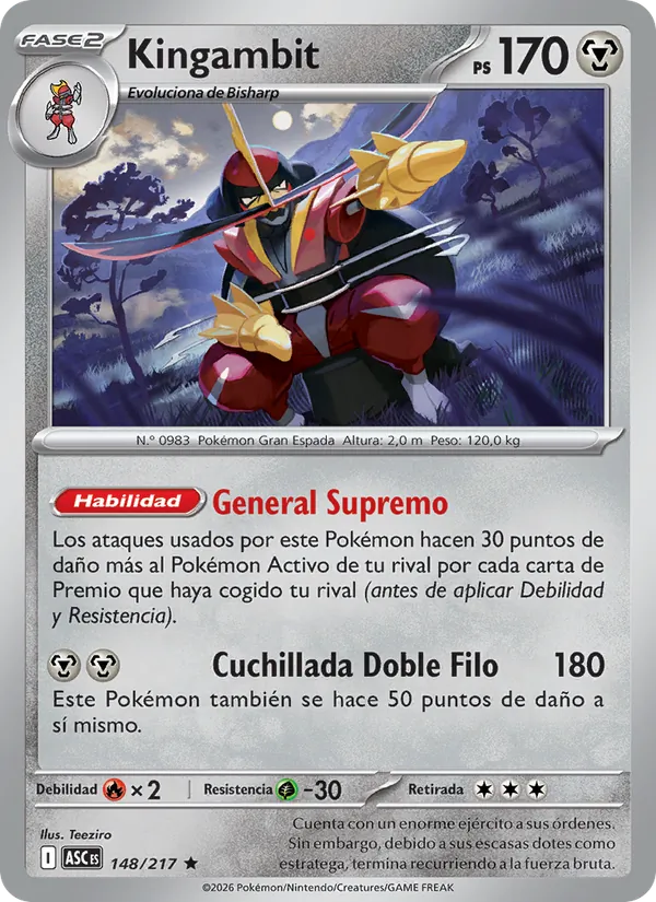 Carta Kingambit de la expansión Héroes Ascendentes, número 148/217