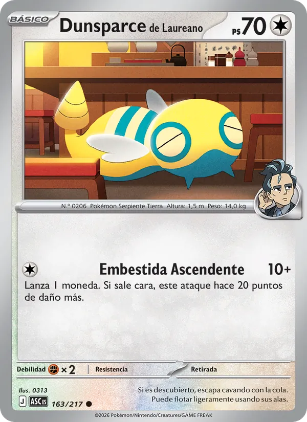 Carta Dunsparce de Laureano de la expansión Héroes Ascendentes, número 163/217