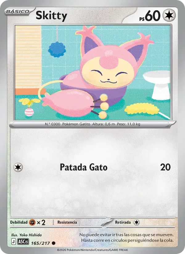 Carta Skitty de la expansión Héroes Ascendentes, número 165/217