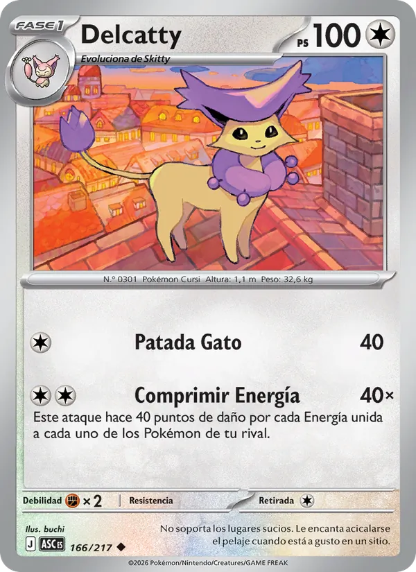 Carta Delcatty de la expansión Héroes Ascendentes, número 166/217