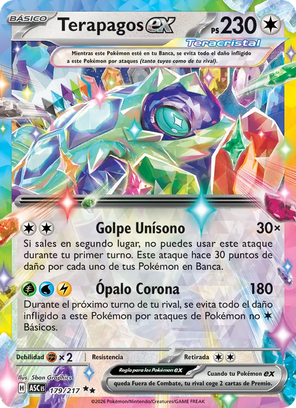 Carta Terapagos ex de la expansión Héroes Ascendentes, número 179/217
