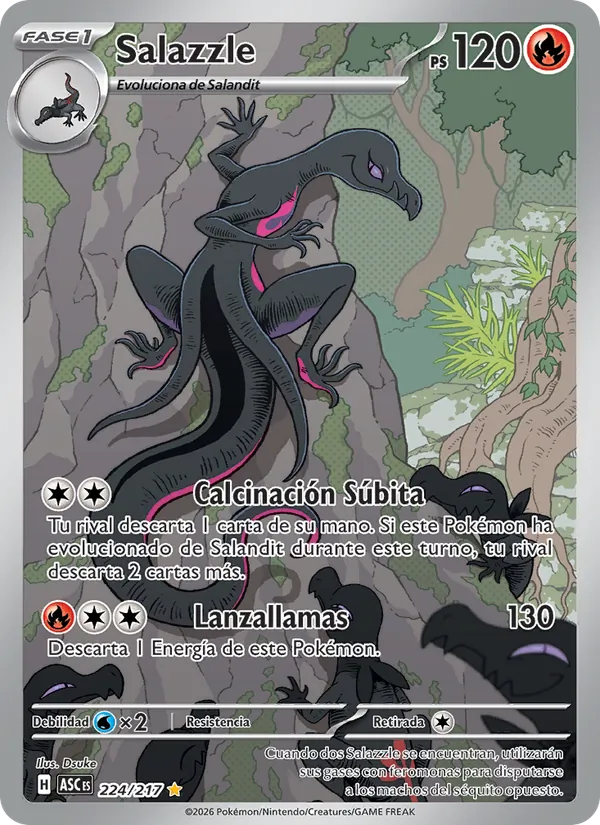 Carta Salazzle de la expansión Héroes Ascendentes, número 224/217