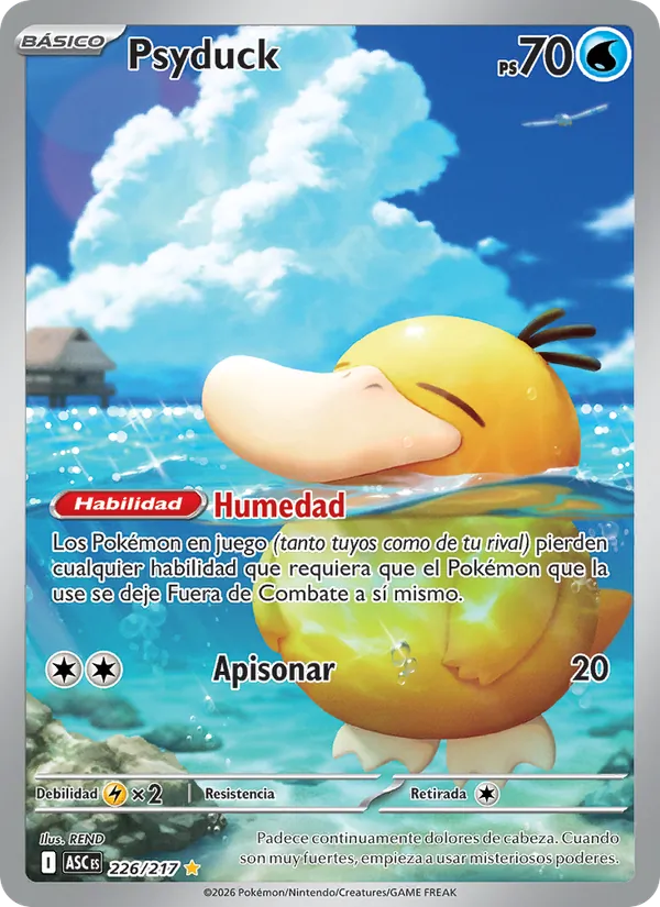 Carta Psyduck de la expansión Héroes Ascendentes, número 226/217