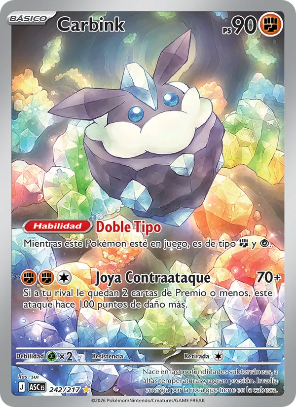 Carta Carbink de la expansión Héroes Ascendentes, número 242/217