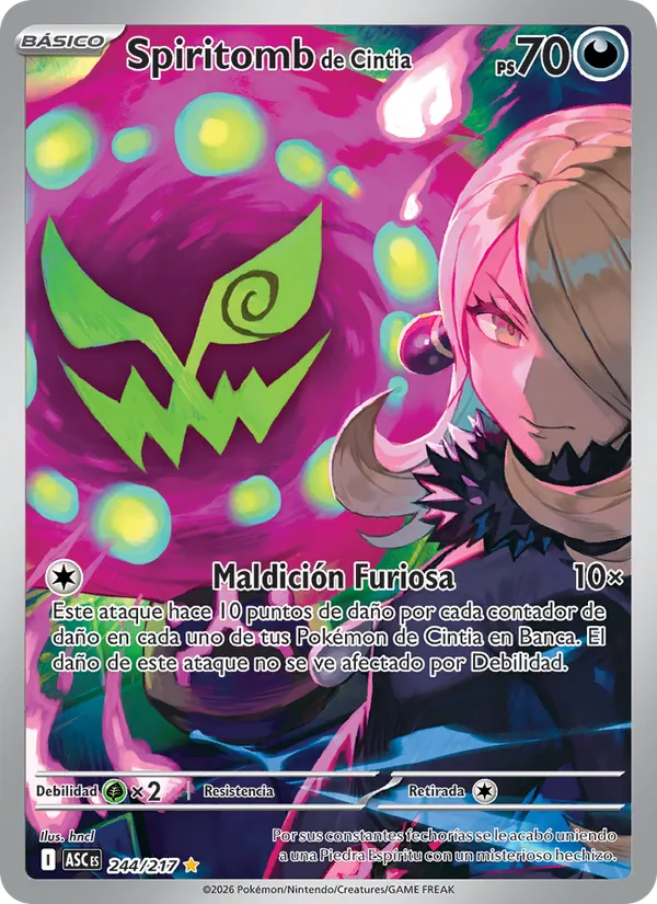 Carta Spiritomb de Cintia de la expansión Héroes Ascendentes, número 244/217