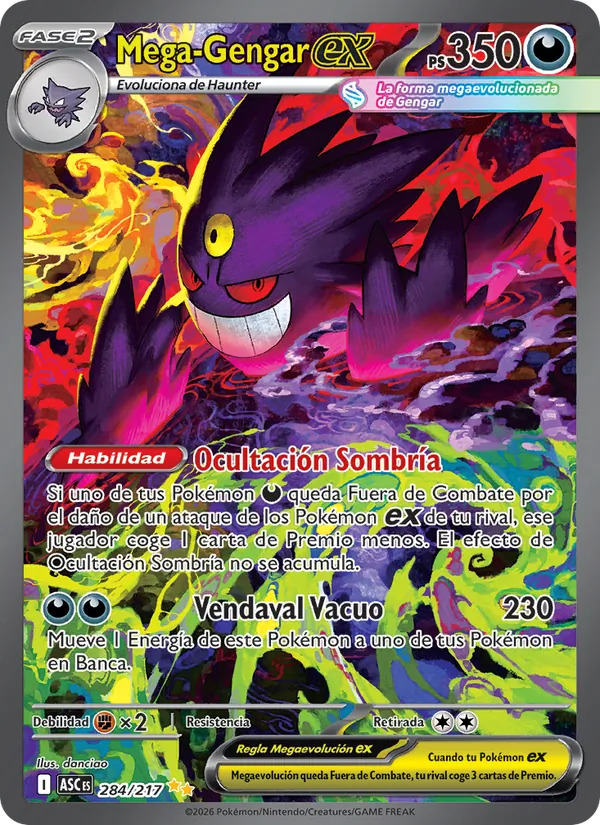 Carta Mega-Gengar ex de la expansión Héroes Ascendentes, número 284/217