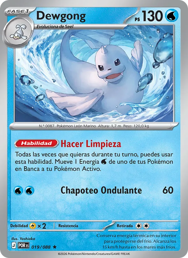 Carta Dewgong de la expansión Equilibrio Perfecto, número 019/88