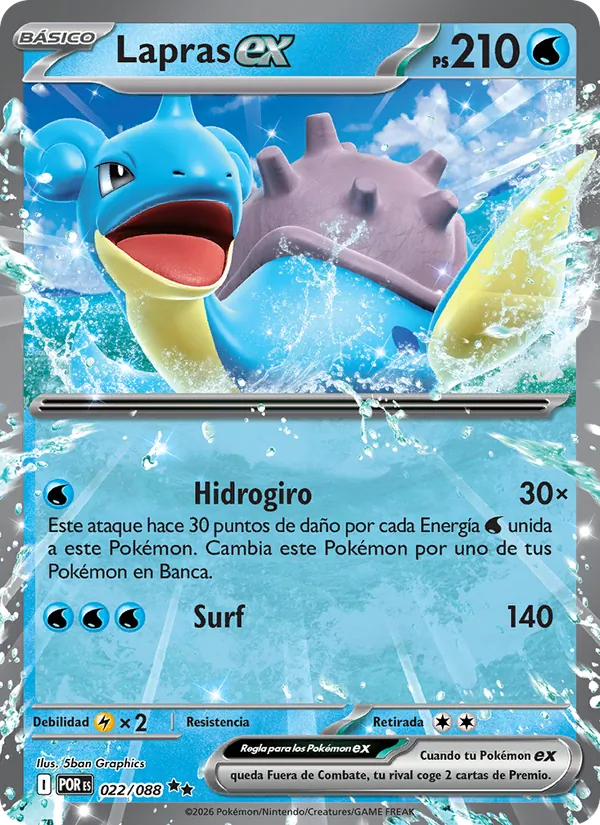 Carta Lapras ex de la expansión Equilibrio Perfecto, número 022/88