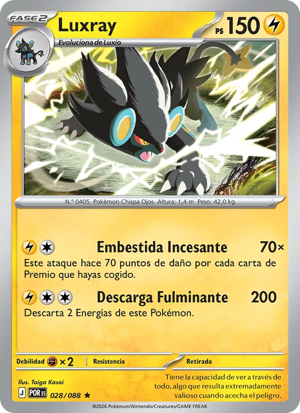 Carta Luxray de la expansión Equilibrio Perfecto, número 028/88