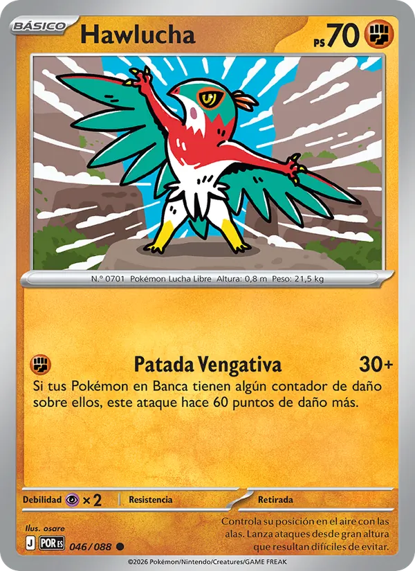 Carta Hawlucha de la expansión Equilibrio Perfecto, número 046/88