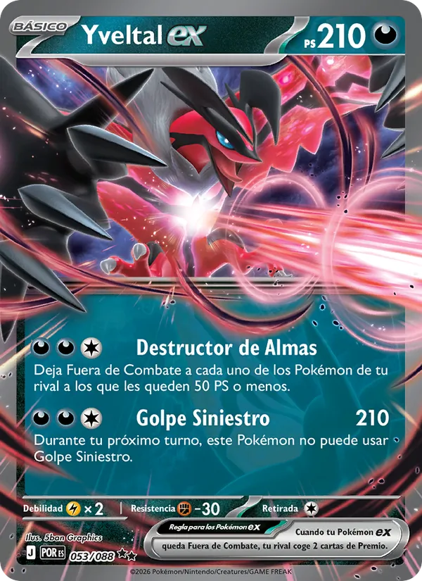 Carta Yveltal ex de la expansión Equilibrio Perfecto, número 053/88