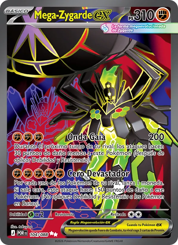 Carta Mega-Zygarde ex de la expansión Equilibrio Perfecto, número 104/88