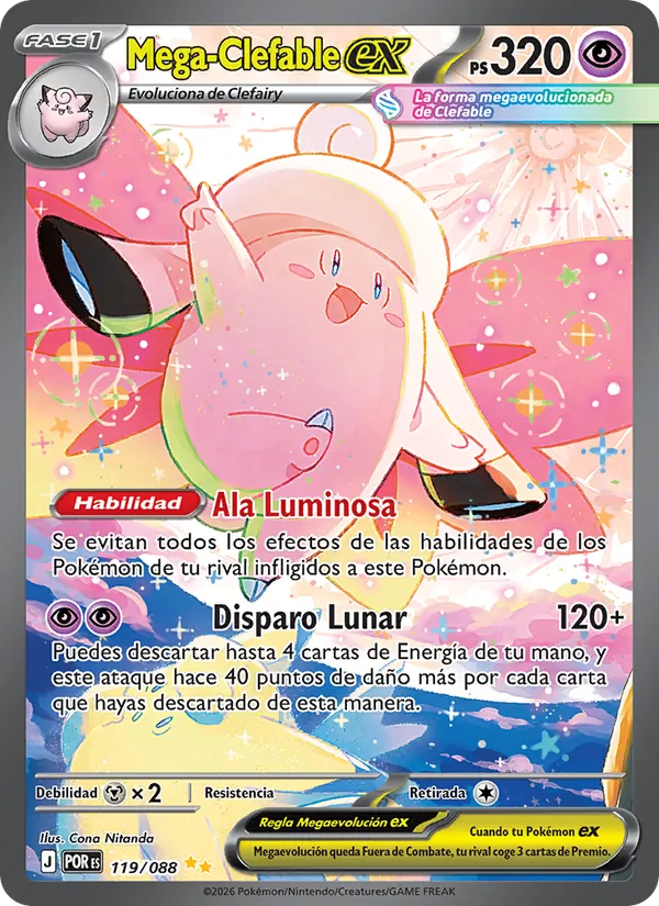 Carta Mega-Clefable ex de la expansión Equilibrio Perfecto, número 119/88