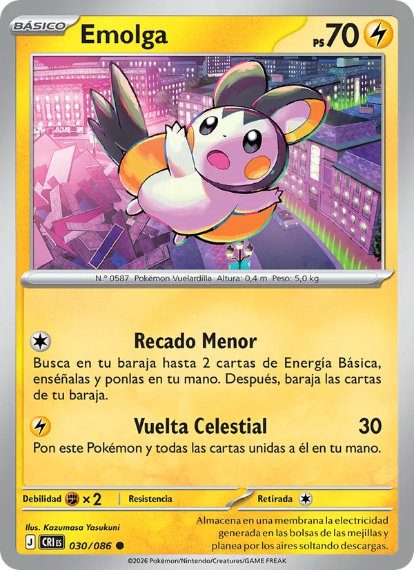 Carta Emolga de la expansión Caos Creciente, número 030/86