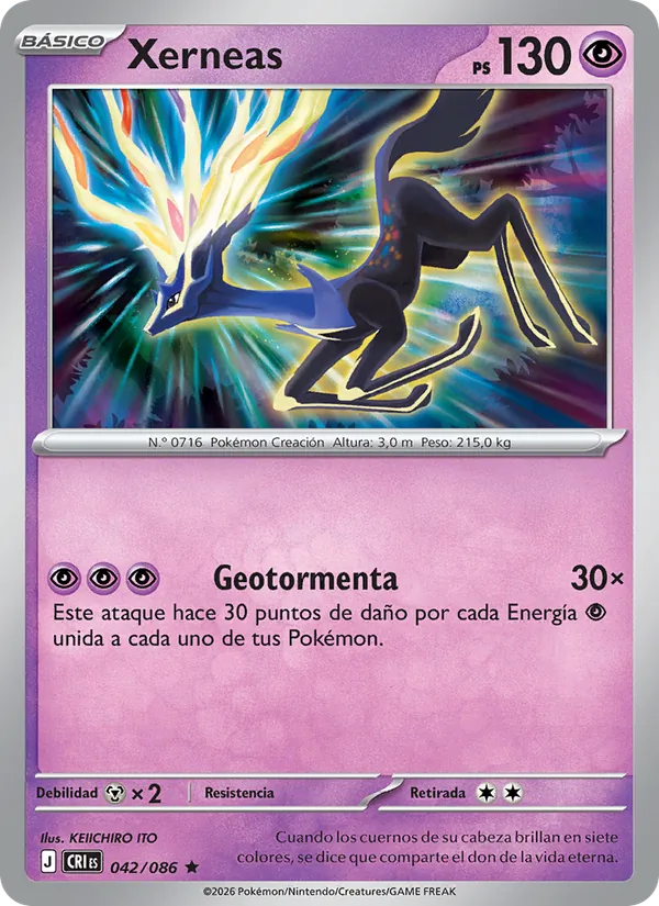 Carta Xerneas de la expansión Caos Creciente, número 042/86