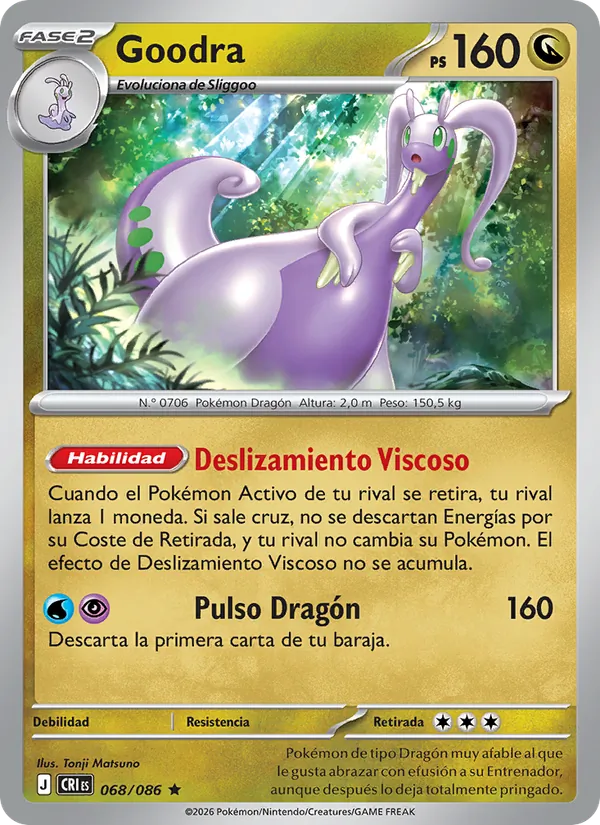 Carta Goodra de la expansión Caos Creciente, número 068/86