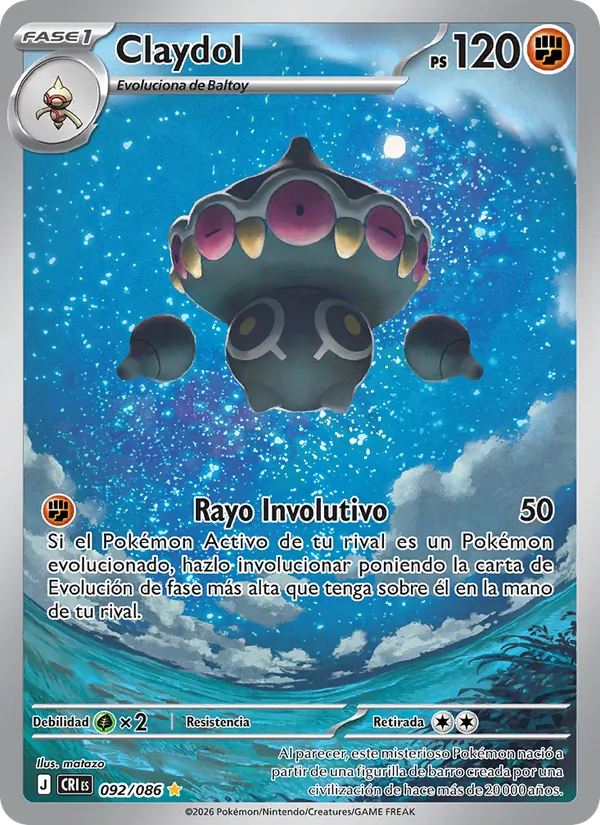 Carta Claydol de la expansión Caos Creciente, número 092/86