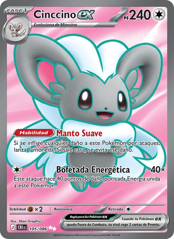 Carta Cinccino ex de la expansión Caos Creciente, número 105/86