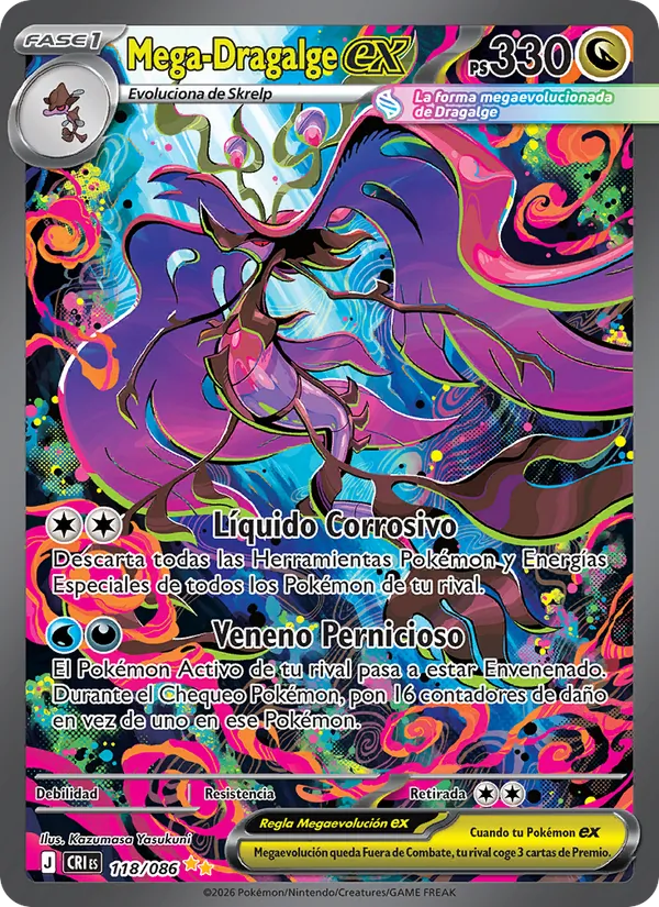 Carta Mega-Dragalge ex de la expansión Caos Creciente, número 118/86