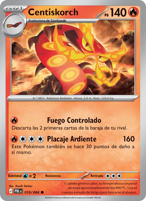 Carta Centiskorch de la expansión Oscuridad Absoluta, número 010/84