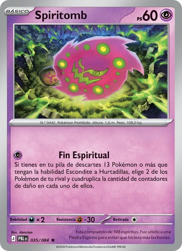 Carta Spiritomb de la expansión Oscuridad Absoluta, número 035/84