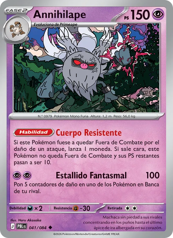 Carta Annihilape de la expansión Oscuridad Absoluta, número 041/84