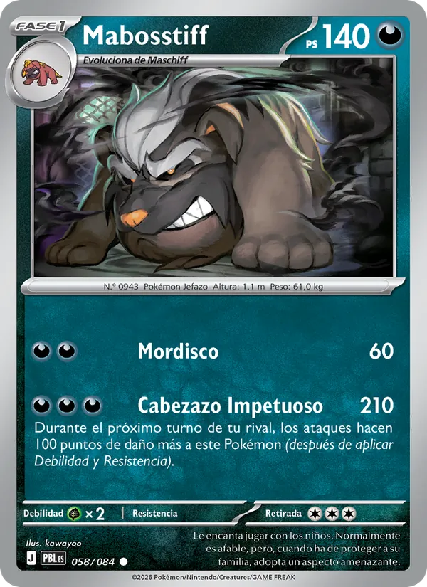 Carta Mabosstiff de la expansión Oscuridad Absoluta, número 058/84