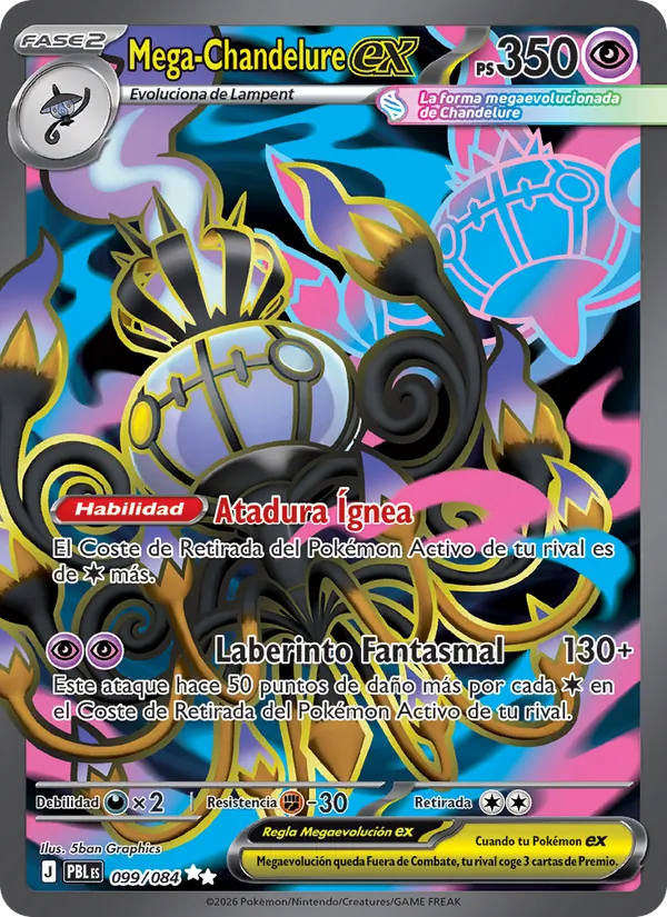 Carta Mega-Chandelure ex de la expansión Oscuridad Absoluta, número 099/84