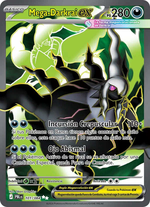 Carta Mega-Darkrai ex de la expansión Oscuridad Absoluta, número 101/84