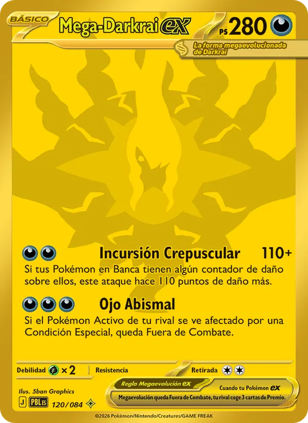 Carta Mega-Darkrai ex de la expansión Oscuridad Absoluta, número 120/84