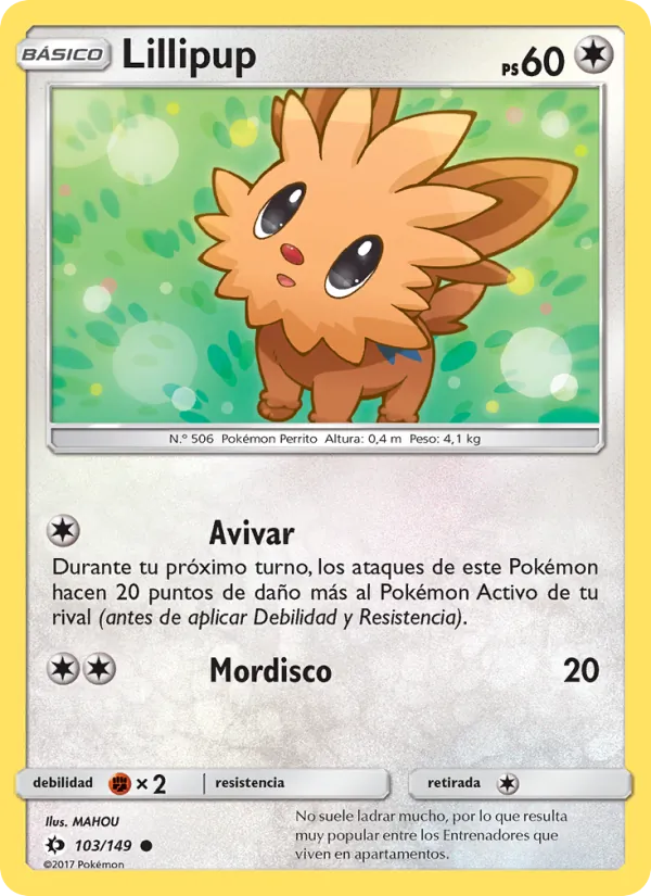 Carta Lillipup de la expansión Sol y Luna, número 103/149