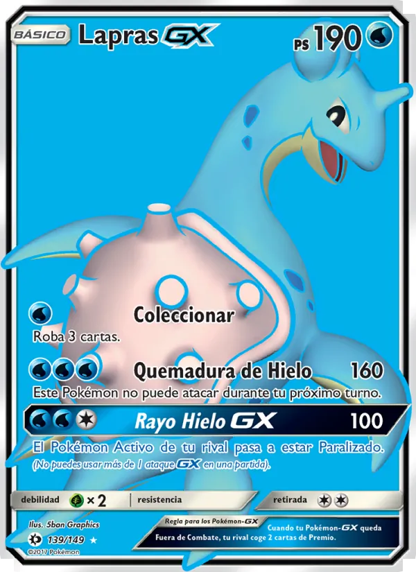 Carta Lapras GX de la expansión Sol y Luna, número 139/149
