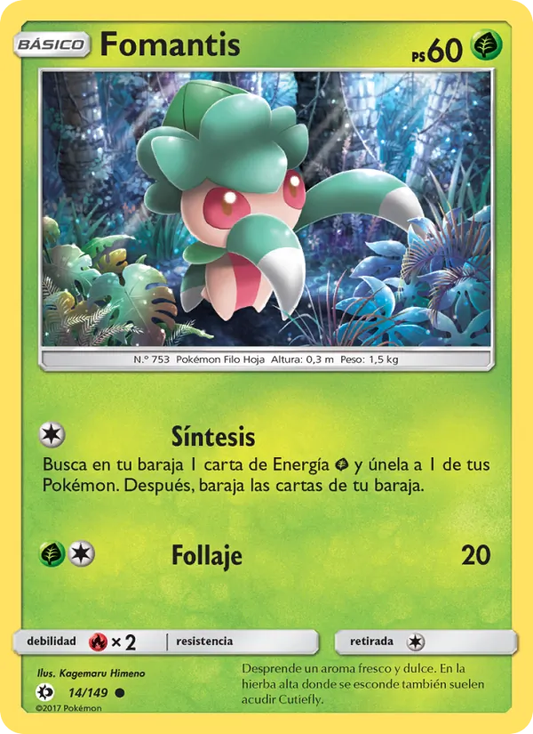 Carta Fomantis de la expansión Sol y Luna, número 14/149