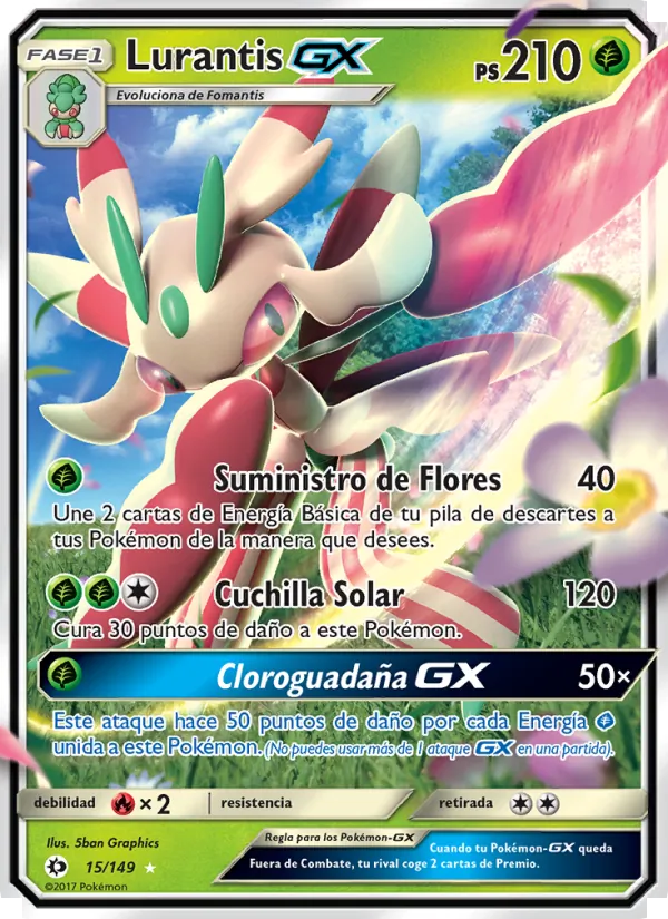 Carta Lurantis GX de la expansión Sol y Luna, número 15/149