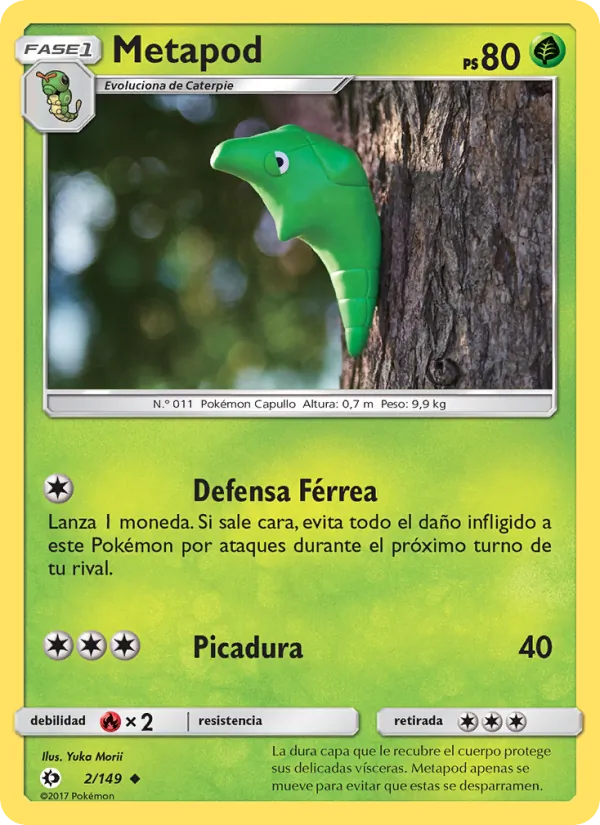 Carta Metapod de la expansión Sol y Luna, número 2/149