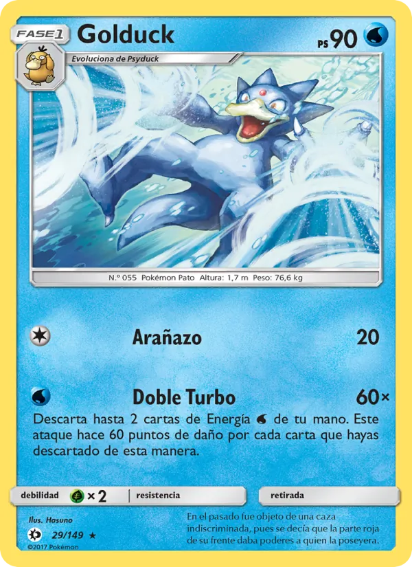 Carta Golduck de la expansión Sol y Luna, número 29/149