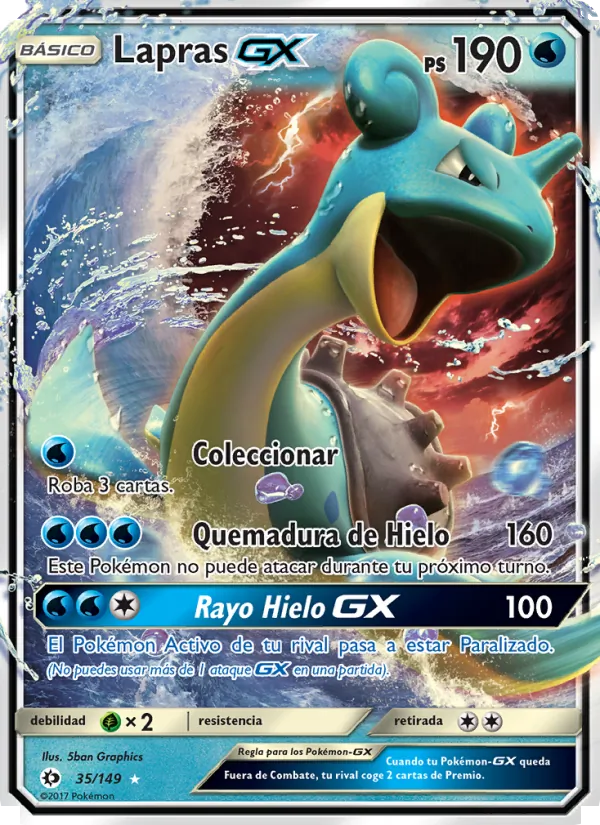 Carta Lapras GX de la expansión Sol y Luna, número 35/149
