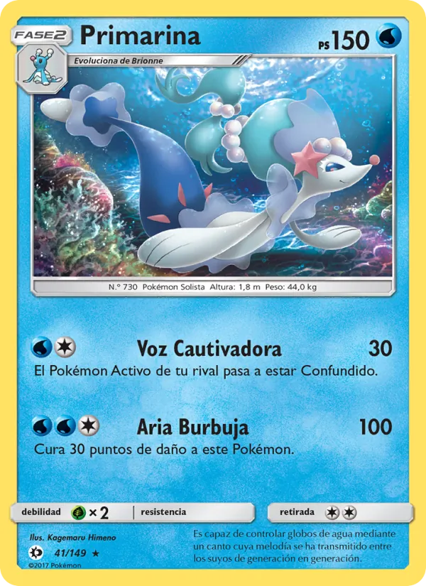 Carta Primarina de la expansión Sol y Luna, número 41/149