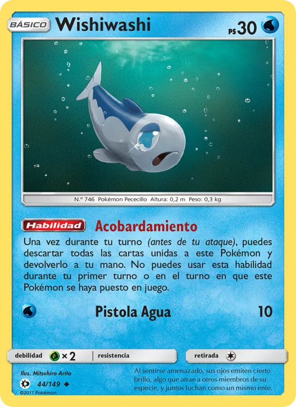 Carta Wishiwashi de la expansión Sol y Luna, número 44/149