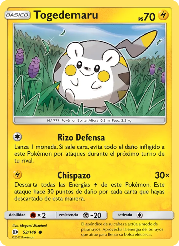 Carta Togedemaru de la expansión Sol y Luna, número 53/149