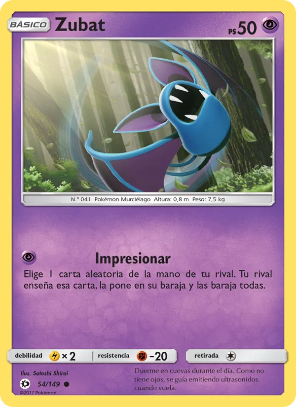 Carta Zubat de la expansión Sol y Luna, número 54/149