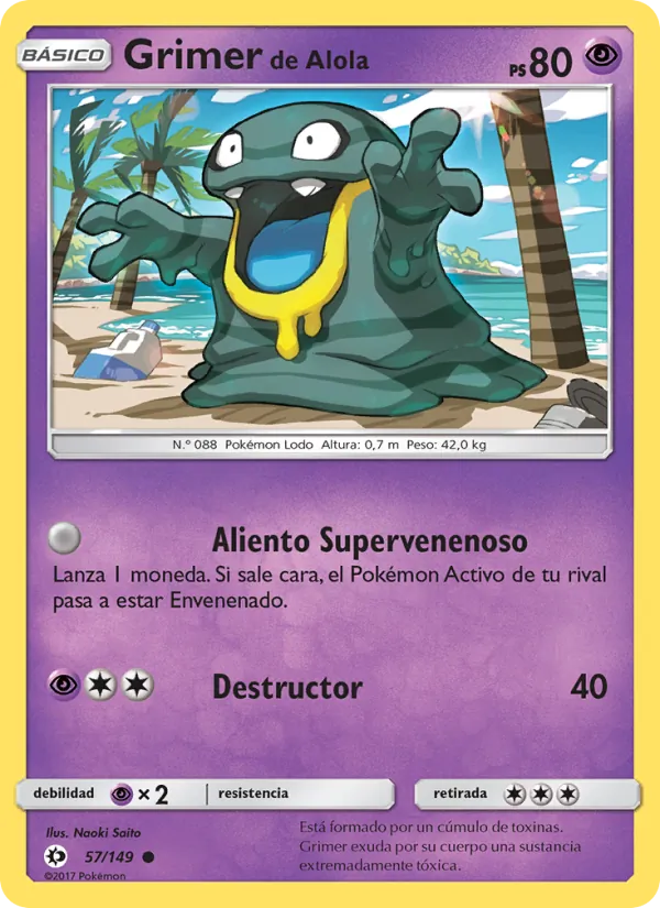 Carta Grimer de Alola de la expansión Sol y Luna, número 57/149