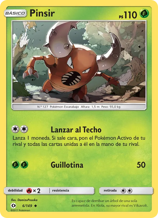 Carta Pinsir de la expansión Sol y Luna, número 6/149